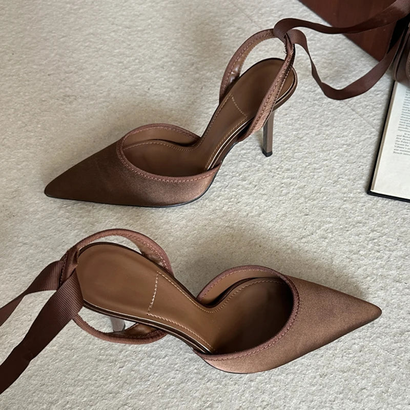 Eilyken Spring Design Sexy Ankle Strap Pumps Woman Sandals Pointed Toe Stiletto Heels Mesh Ladies Shoes Zapatillas De Mujer