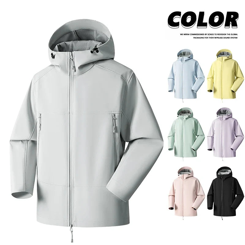 Unisex Waterproof Windproof Hooded Jacket Multi Color Outdoor Hiking Coat