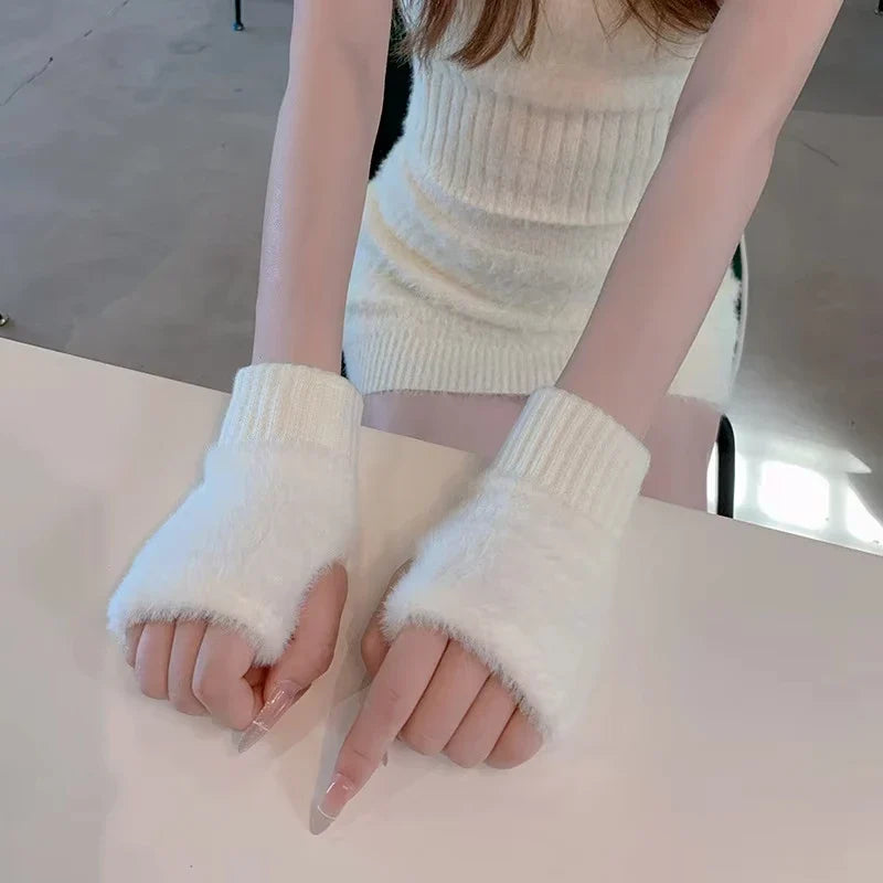 Women's Long Fleece Winter Gloves, Soft Warm Hand Warmer with Elastic Cuffs, Comfortable Cold Weather, Outdoor & Casual Wear