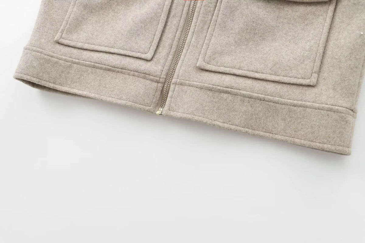 Women's Zipper Jacket Coat New Winter Long Sleeve Pocket Outerwear Coat Short Street Elegant Women's Jacket