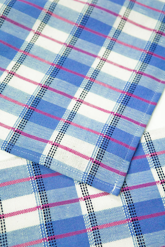 San Andres Gingham Blue & White Table Runner