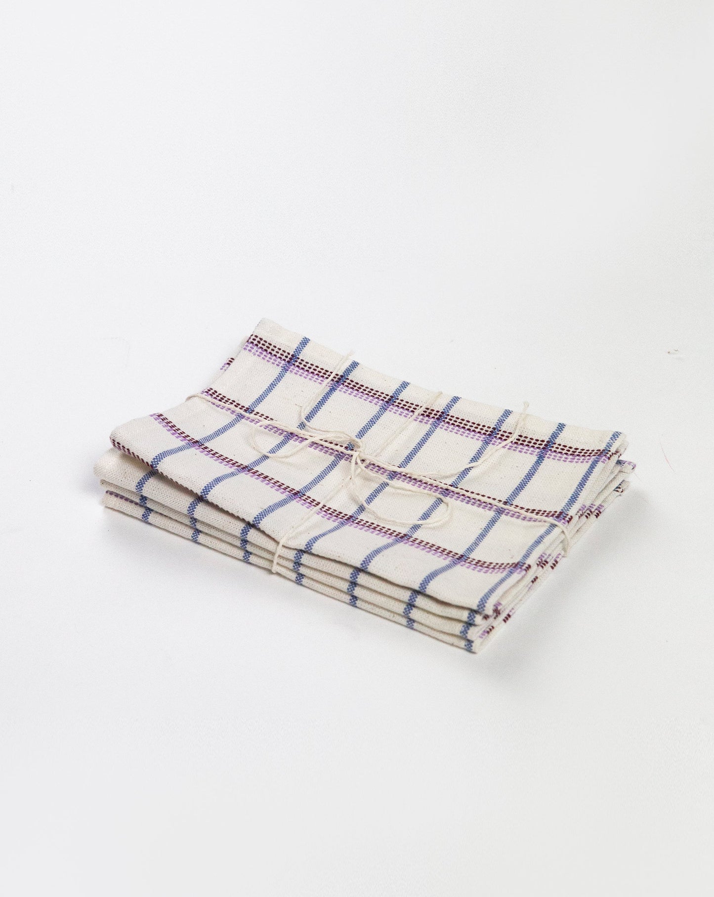 San Lucas Plaid White Cocktail Napkins Set of 4