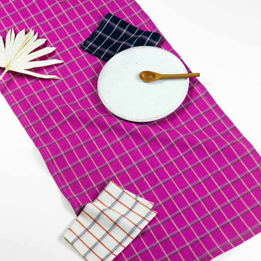 San Lucas Plaid Pink Table Runner