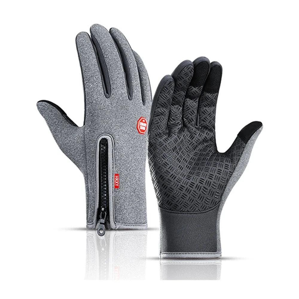 Winter Cycling Gloves Men Women Motorcycle Fleece Sport Zipper Autumn Touch Screen Warm Water-Repellent Windproof Non-slip Glove
