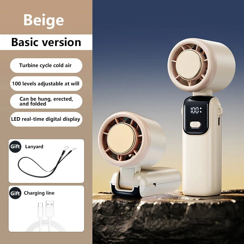 Lenovo Foldable/Hangable USB Desk Fan Ice Cooling Handheld Fan 100 Speeds Turbo Portable for Outdoor Fast Chill Ice Compress New