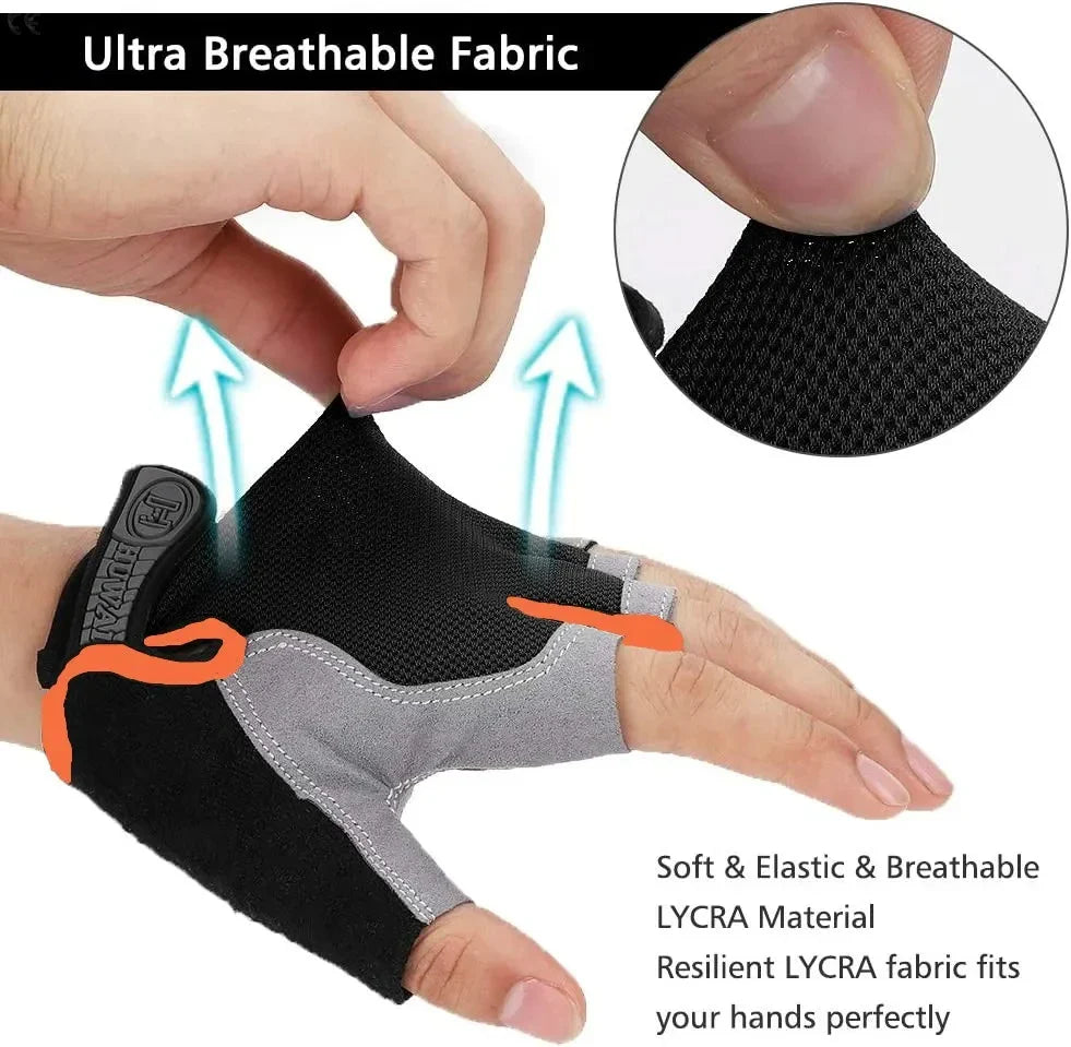 1 Pair Anti-Slip Cycling Gloves Breathable Half Fingerless Gloves Mtb Gloves Sunscreen Elastic Outdoor Sport Bicycle Gloves