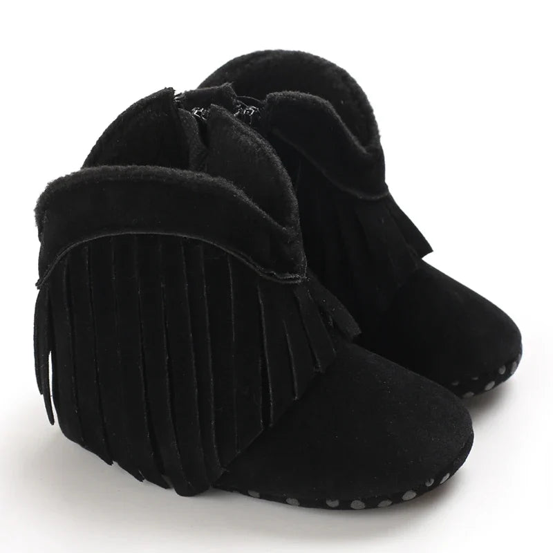 Baby Boys Girls Winter Boots 0-12 Months Western Denim First Walkers Warm Casual Fashion