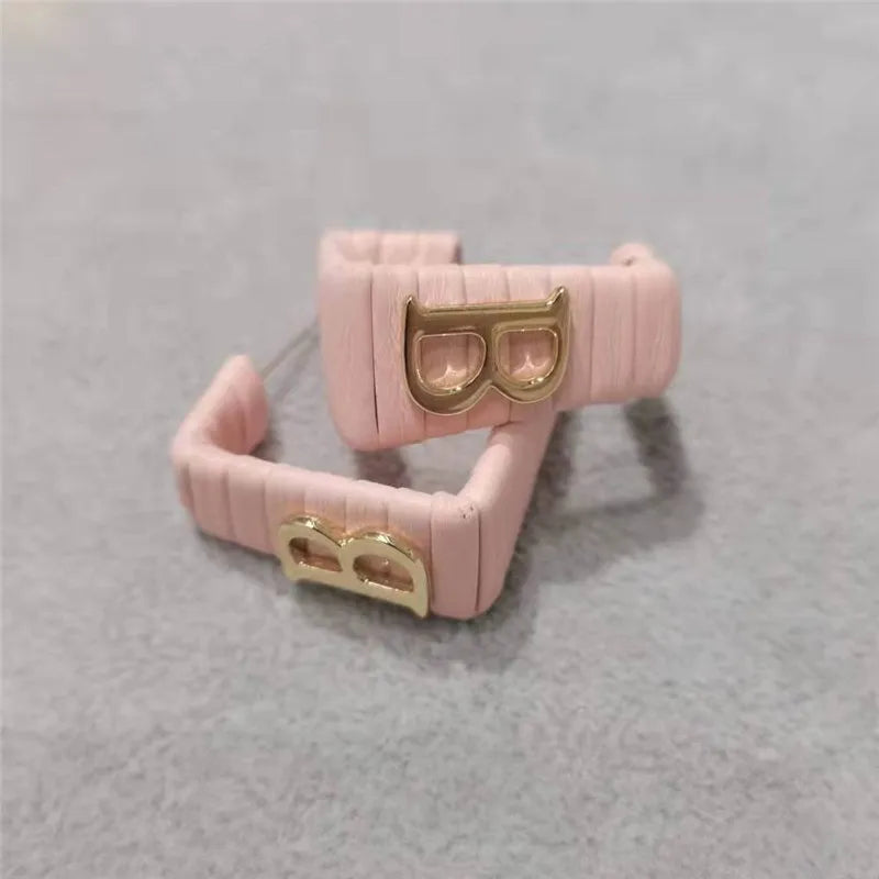 28 Colors Zebra Pu Leather Square Hoop Earrings For Women Fashion Jewelry Letter Alphabet Geometric Stripe Pendientes Mujer