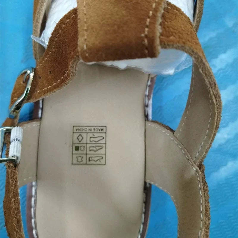 DIMANYU Women's Roman Sandals 2026 Summer New Flat Retro Real Leather Ladies Sandals Hollowed Women's Cage Shoes