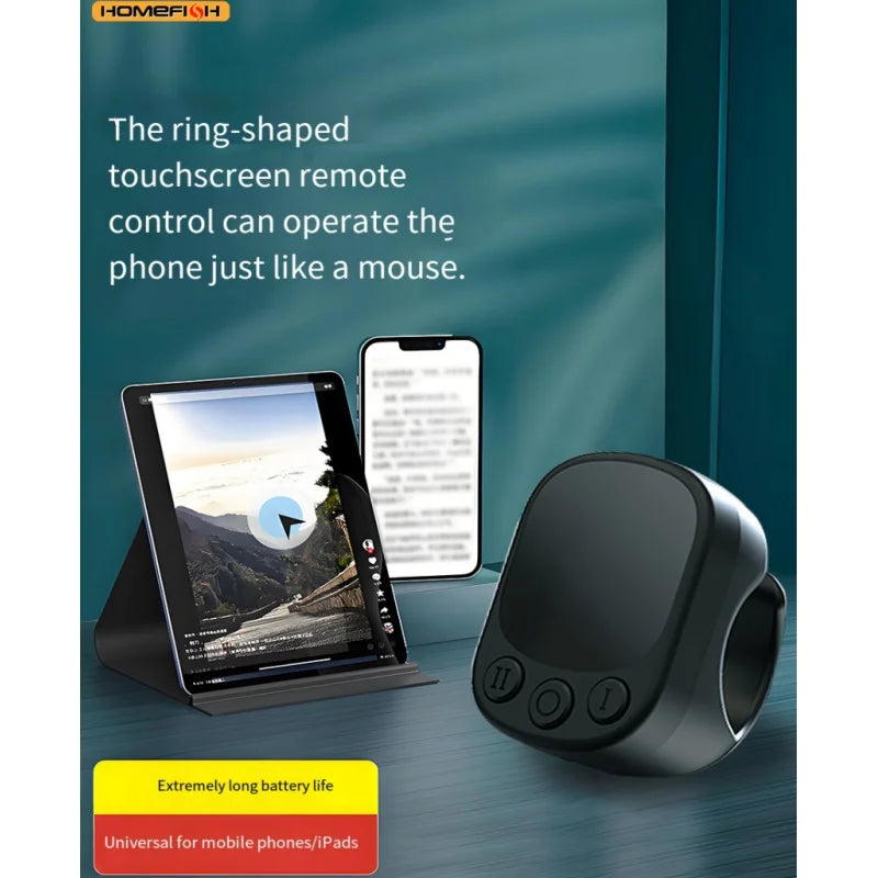 Mouse Ring Remote Control with Touchpad,Smart Automatic Screen Clicker Device，Continuous Clicker，Scrolling Ring Remote Control S