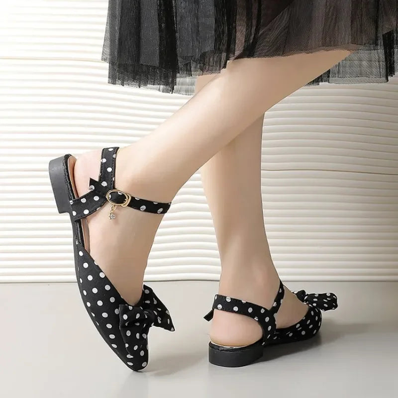 Women's Comfortable Slingback Pumps, Bow Accent Pointed Toe Low Heel Shoes,Versatile for Daily, Party, and Wedding Wear.
