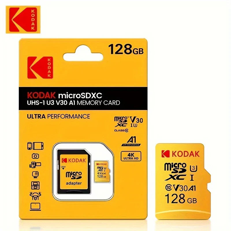 Kodak 32GB-256GB Micro SD Memory Card - High Speed Class 10 U3 UHS-I for Smartphones, Digital Cameras, Tablets and Drones