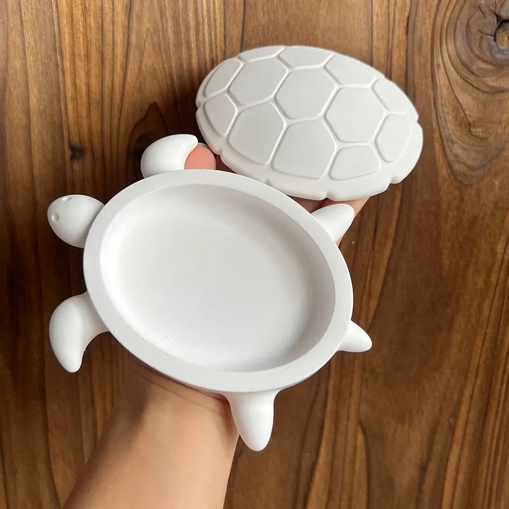Turtle Storage Box Silicone Molds Kits DIY Scented Ocean Animals Jewelry Display Plate Tray With Lid Plaster Resin Mold