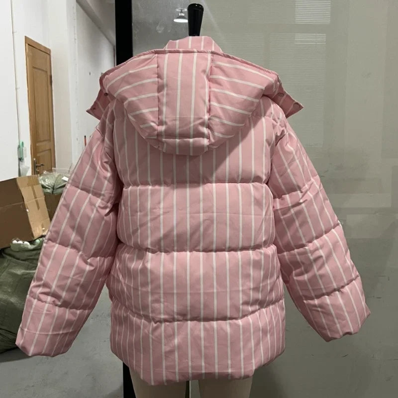 Chic Leopard Hooded Puffer Coat Set Women Quilted Full Sleeve Zip Jacket Wide Leg Pants 2026 New Lady Winter Thicken Warm Outfit