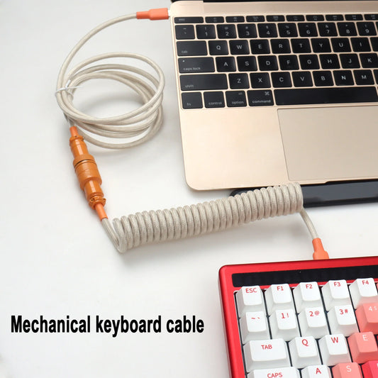 Mechanical Keyboard Type C to C End Coiled Cables with Detachable Aviator Connector Gaming Keyboard Wire