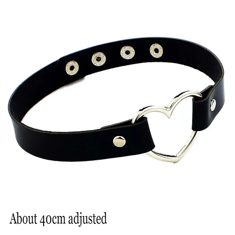 Black PU Leather Punk Choker Collar Necklace with Rivets Gothic Femme Jewelry for Party Club Sexy Goth Pendientes