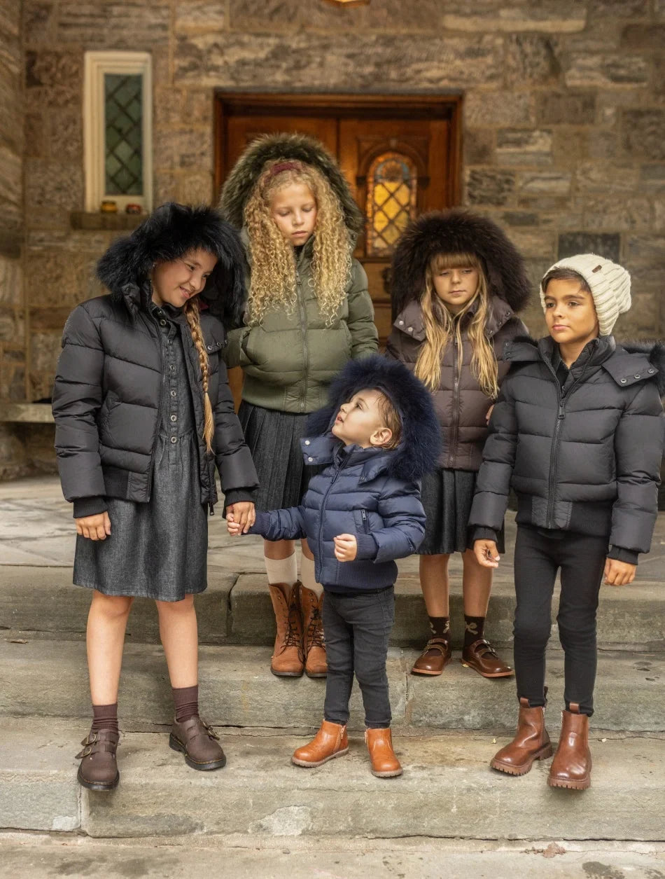AP 2026 AW Winter down coat for kids High-quality white duck down coats waterproof fabric children outwear