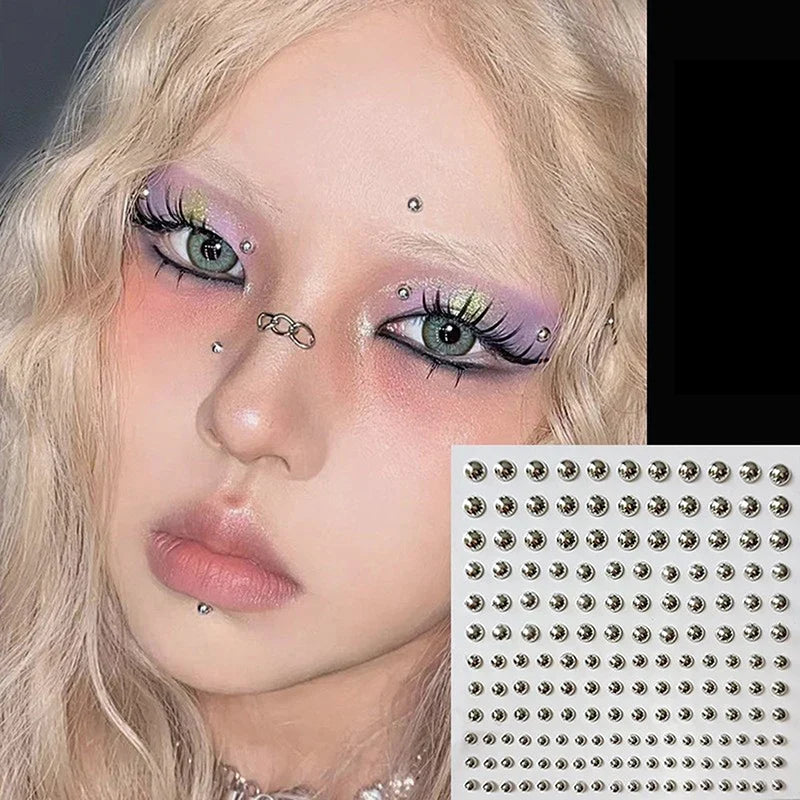 165/180Pcs Sparkly Crystal Nose Studs Set Stick On Rhinestone Body Lip Gems Fake Non Piercing Decoration For Women And Teens