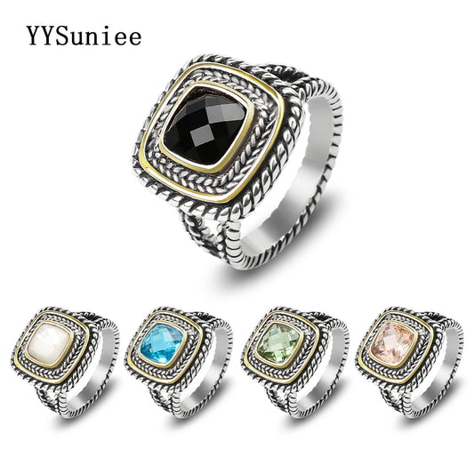 Designer Inspired Two Tone Statement Rings for Women 18K Gold Plated Fashion Brand Engagement Wedding Ring