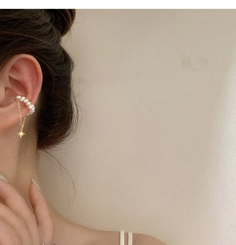 Irregular Pearl Ear Clip Fake Piercing Ear Cuff Artificial Pearls Ear Clips On Earrings Women French Retro Elegant Jewelry Gifts