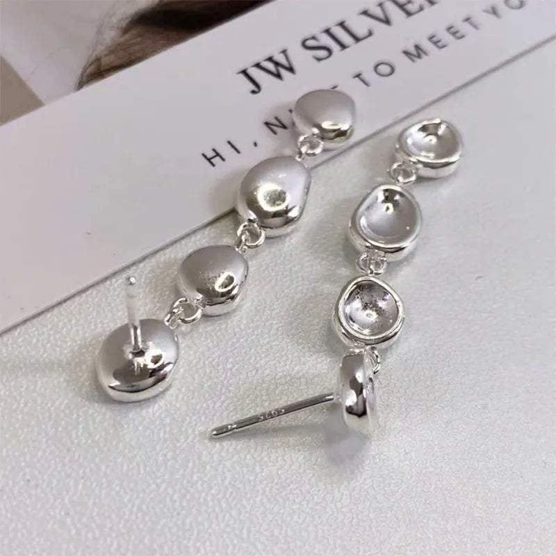 Foxanry Non-fading Silver Color Drop Earrings for Women Couples New Fashion Simple Chain Tassel Geometric Handmade Party Jewelry
