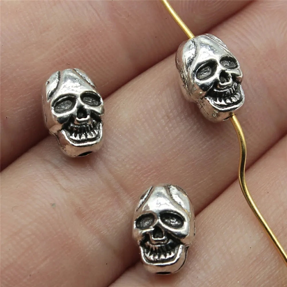 10pcs Skull Beads Beard Loose Beads Spacer Beads Fit Beards Or Hair Decorations Accessories Braid Dreadlock Tube Rings