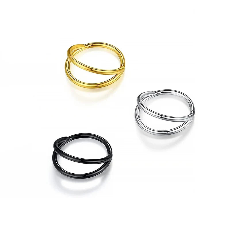 Double Septum Rings Nose Rings Hoops Cartilage Hoop Earring Piercing Nose Open Stacked Hoop Nose Rings 16G 18G 20G 6/8/10mm