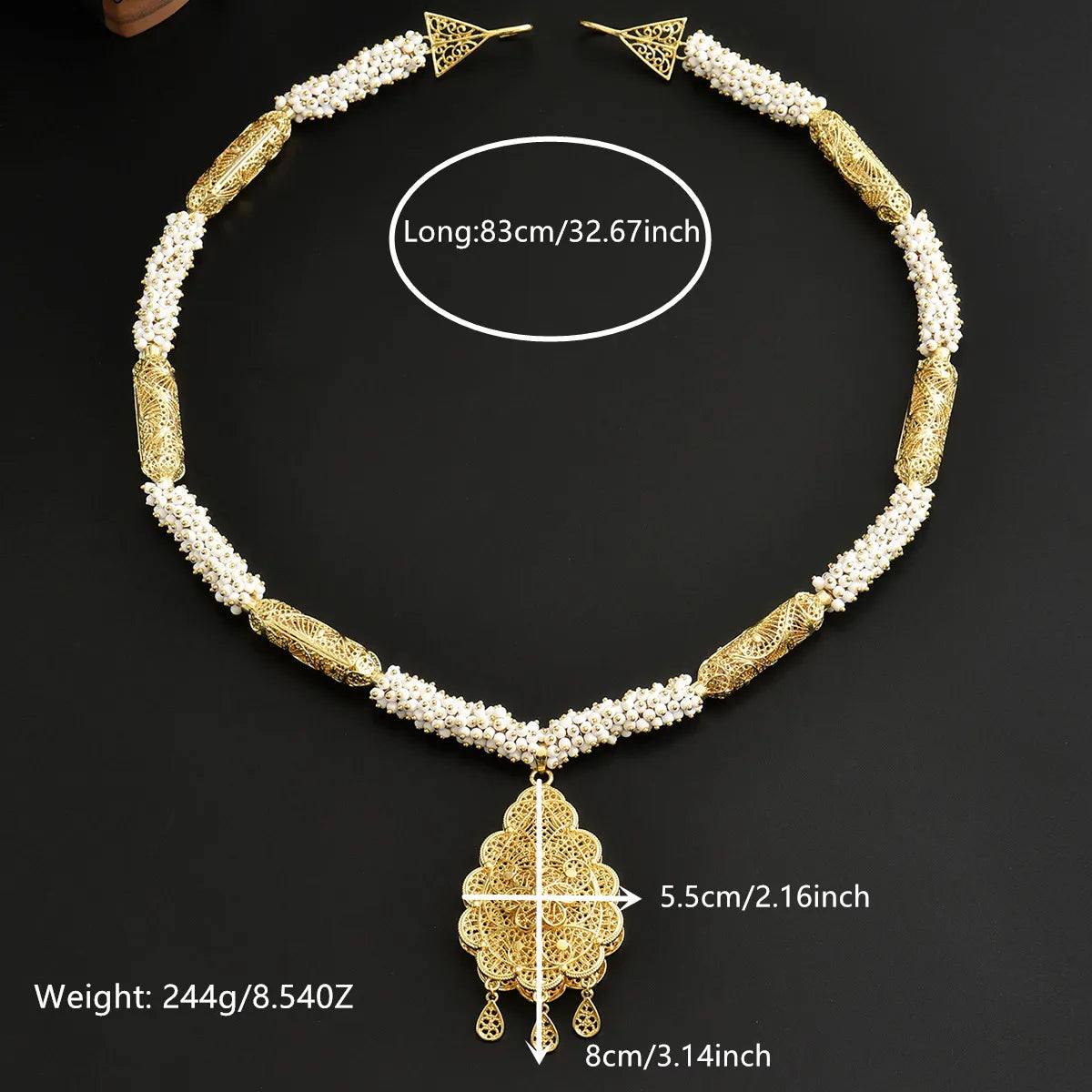 Ethnic Style Handmade Beaded Chain With Double-Layer Droplet-Shaped Pattern Edges As A Pendant For The Bride, A Classic Necklace