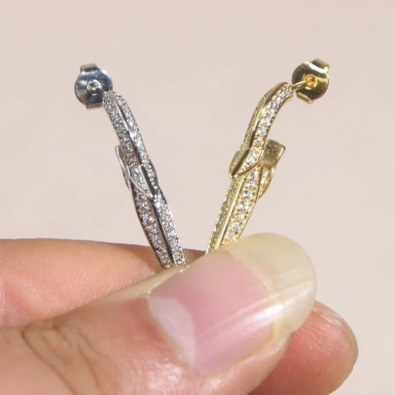 New European Fashion Women Jewelry Full Paved 5A CZ Sparking Bling Spike Geometric Earring