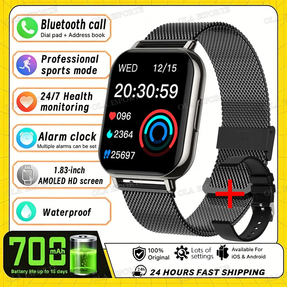 2026 Upgraded Smart Watch Heart Rate Blood Oxygen/Pressure Sleep Monitoring Bluetooth Call Voice Assistant Sport Mode Smartwatch