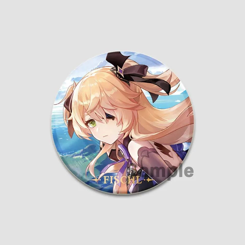 Genshin Impact Game Brooches 58mm Round Button Pins for Backpack Jackets Jewelry Cartoon Cosplay Badge Hutao Zhongli Xiao Badges