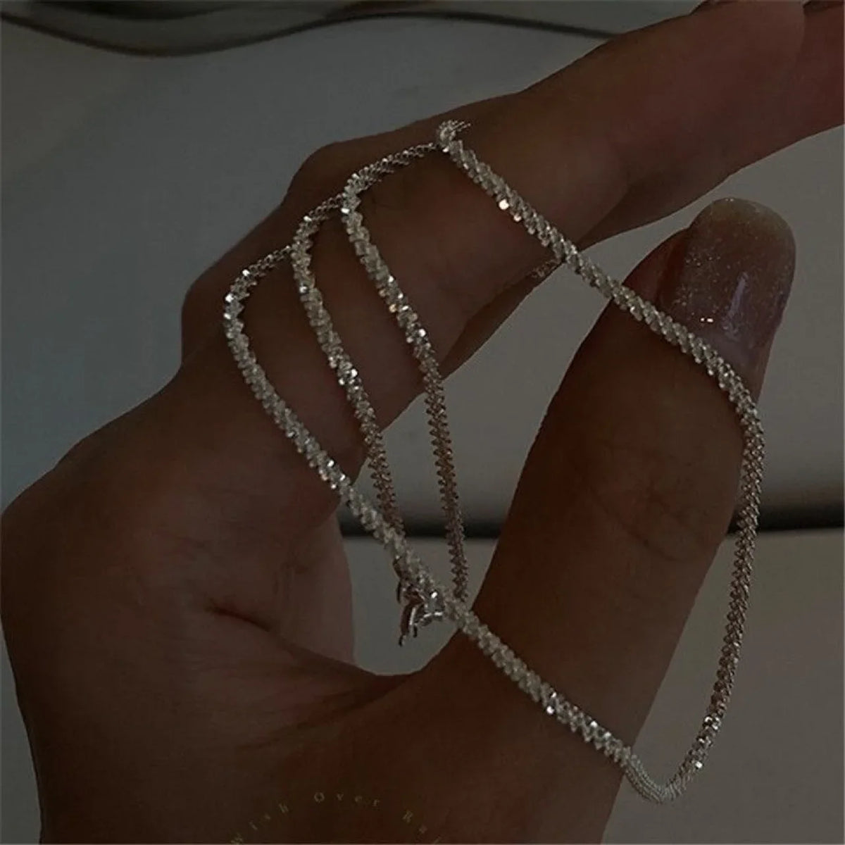 Starry Sky Sparkling Necklace, Women's Clavicle Chain Bracelet, Simple Sparkling Plain Chain, Stackable Design
