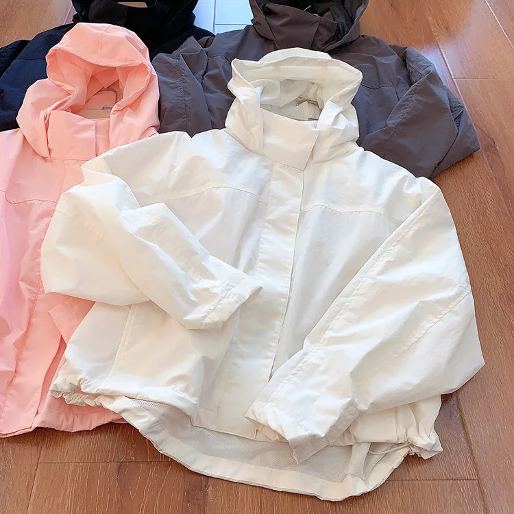 Mumaroho 2026 Autumn Winter Women Windbreaker Jacket Windproof Solid Long Sleeve Outdoor Sport Hooded Thin Coat Jacket For Women