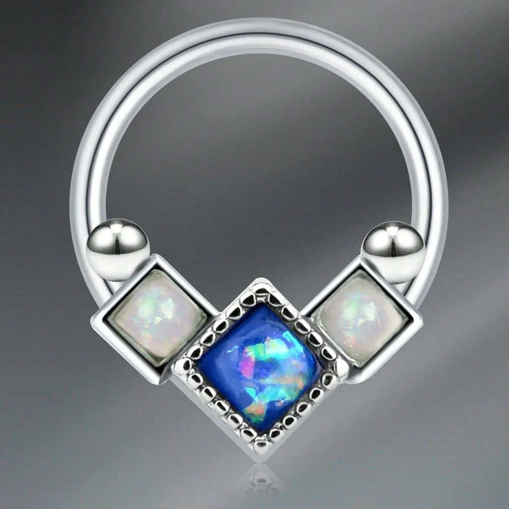1pc Stainless Steel Nose Septum Clicker 20G 16G Flower Cubic Zirconia Decorated Piercing Nose Ring, Suitable For Daily Wear