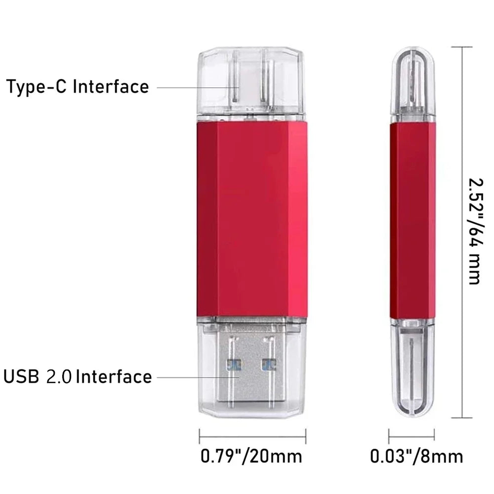 For iPhone TYPE-C OTG USB Flash Drive 256GB 512GB High Speed Phone Pen Drive with Key Chain Memory Stick Creative Business Gift