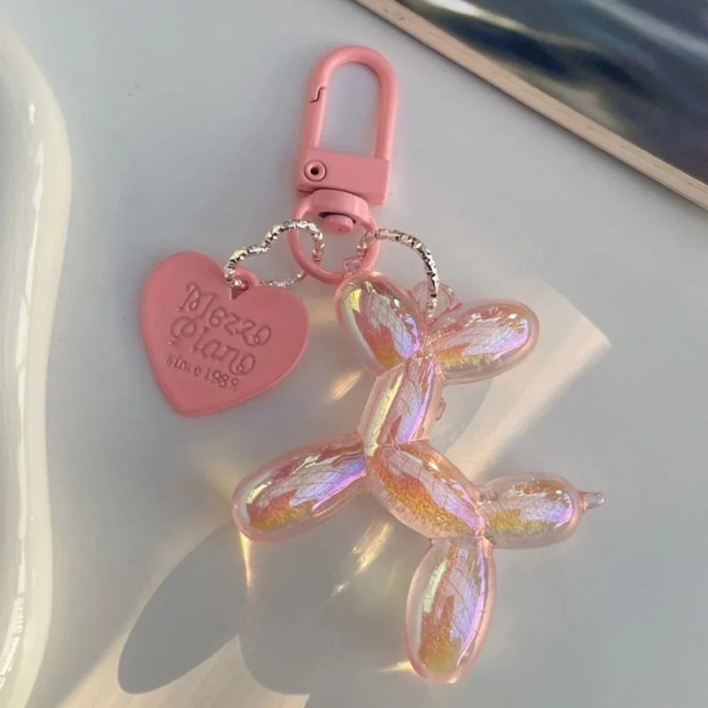 Cute Acrylic Cartoon Balloon Dog Keychains for Women Y2K Bag Pendant Couple Car Key Chains Jewelry Gift Decoration Accessories