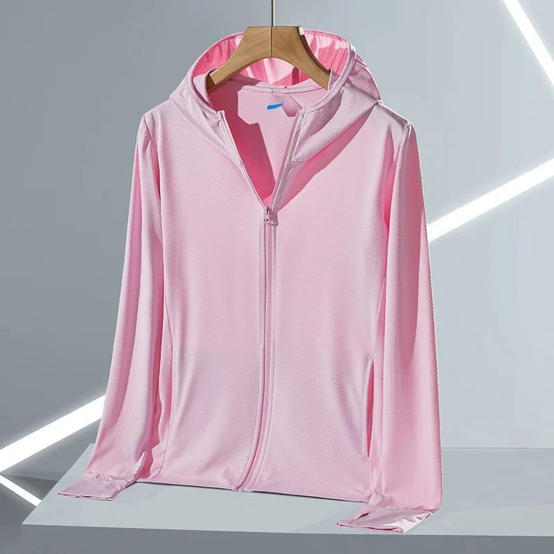 UPF45 UV Sun Protection Clothing Women's Zip Up thin Hoodie Long Sleeve Seatshirt Light Outdoor Fishing Running Hiking Jacket