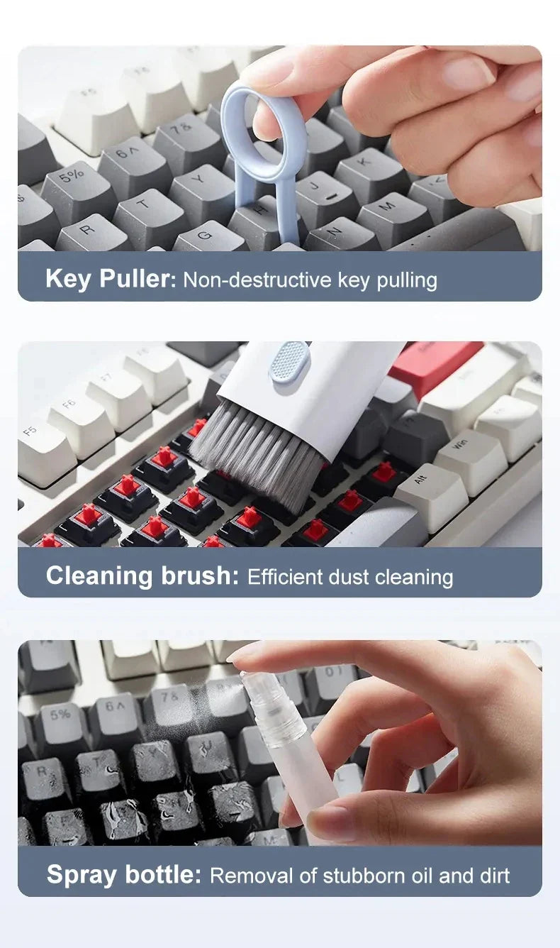 7 in 1 Computer Keyboard Cleaner Brush Kit Earphone Cleaning Pen For Headset Keyboard Cleaning Tools Cleaner Keycap Puller Kit