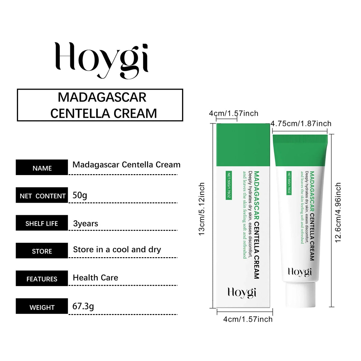 Centella Soothing Cream with Ceramide & B5 Face Repair Moisturizer Redness Relief Soothing Cream for Dry Sensitive Skin