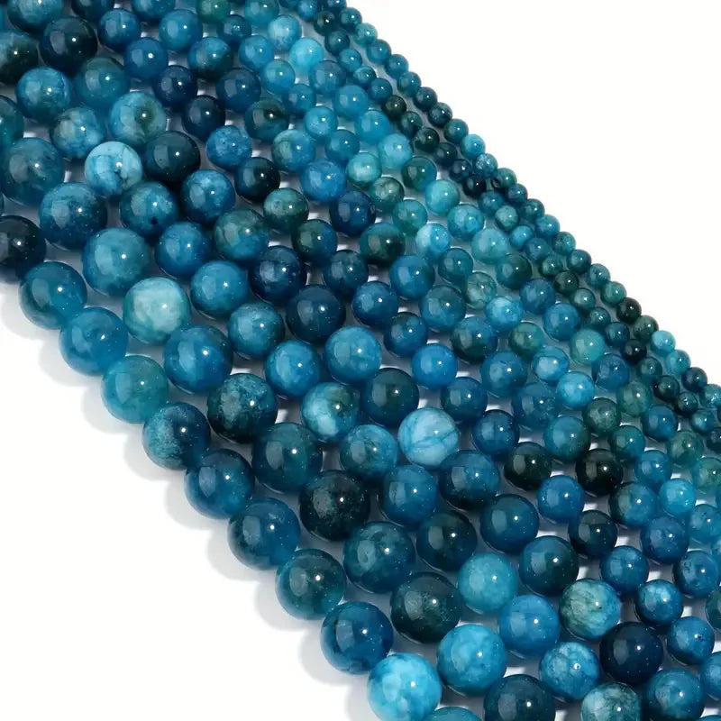 1 Strand Natural Blue Apatite Stone Beads 4/6/8/10mm Round Gem Bead for DIY Bracelet Charms Jewelry Making Beaded Wholesale