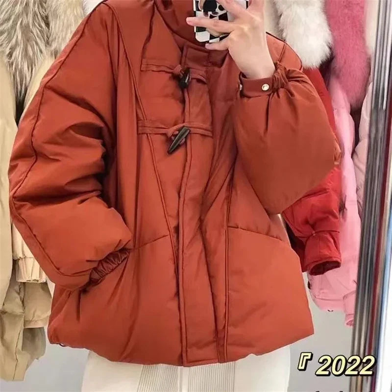 Women's Jacket New Korean Version Stand Collar Short Cotton-padded Jacket Thickening Warm Parkas Winter Vintage Coat