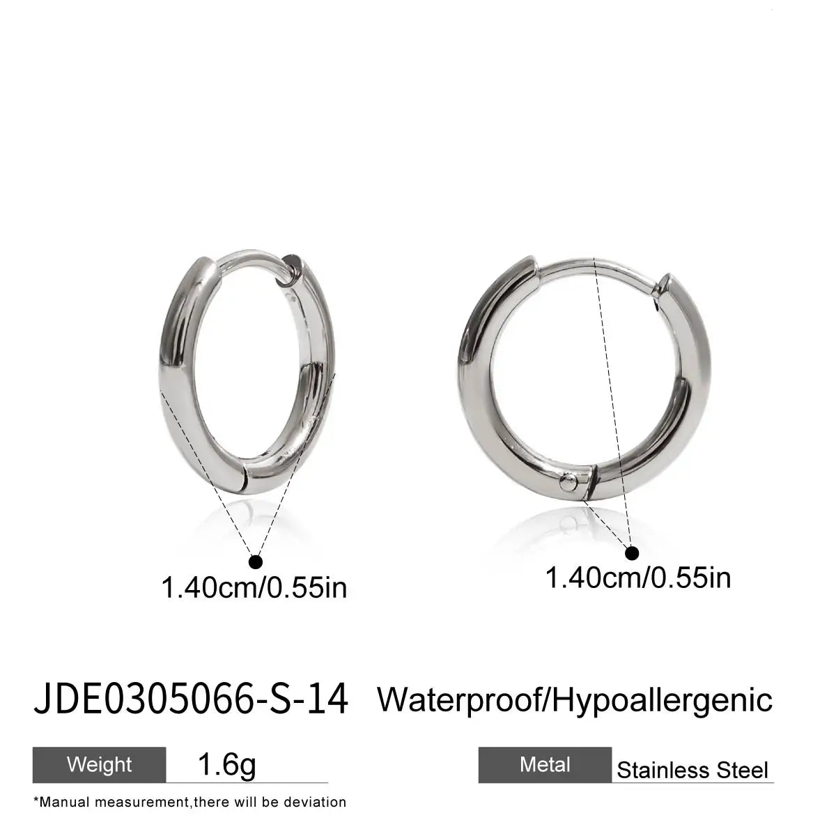 Uworld Simple Classic 18K Gold Color Plated Stainless Steel 2MM Coil Earrings Women's Accessories Party Gift