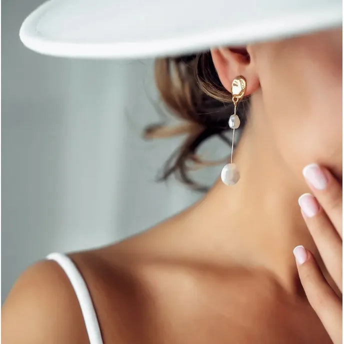 LATS Elegant Asymmetrical Baroque Pearl Stud Earrings for Ladies and Girls Personality Irregular Fashion Jewelry Party Gifts