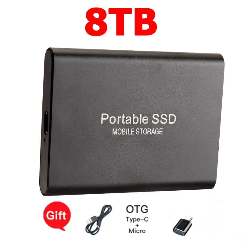Reliable Slim Storage Device Portable External SSD 1TB 4TB 16TB 128TB High Speed for Notebook Laptop Computer