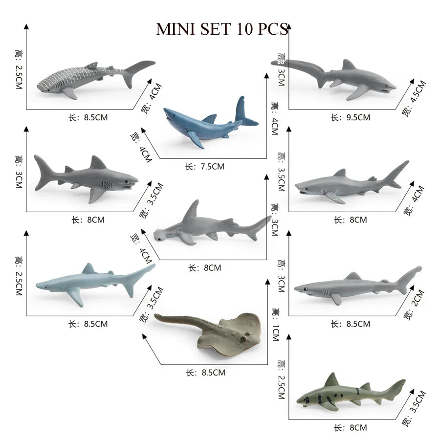 Realistic Mini Ocean Animal Figurines Plastic Marine Sea Creatures Whale Shark Dolphin Turtle Penguin Model Playset Gift for Kid