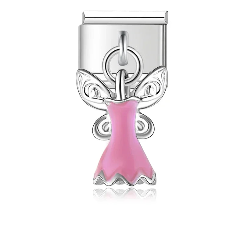 Hapiship 9mm Width Original Daisy Unicorn Angel Cup Santa Claus Italian Charm Fit Bracelet Stainless Steel Jewelry Making DJ050