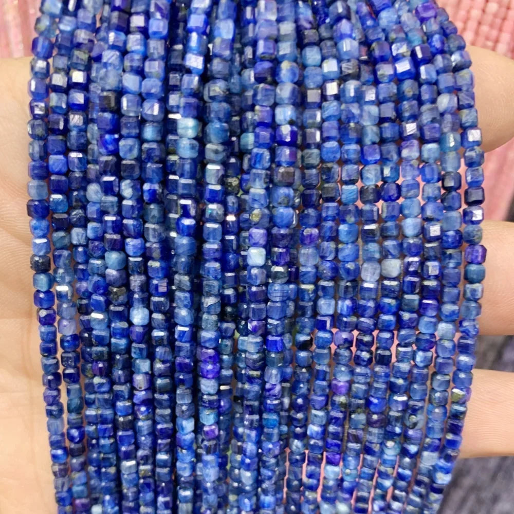 2x2mmNatural Colored Tourmaline Blue Tourmaline Faceted Cube Beads Square Stone Beads for JewelryDIY Making  Gemstone Loose Bea