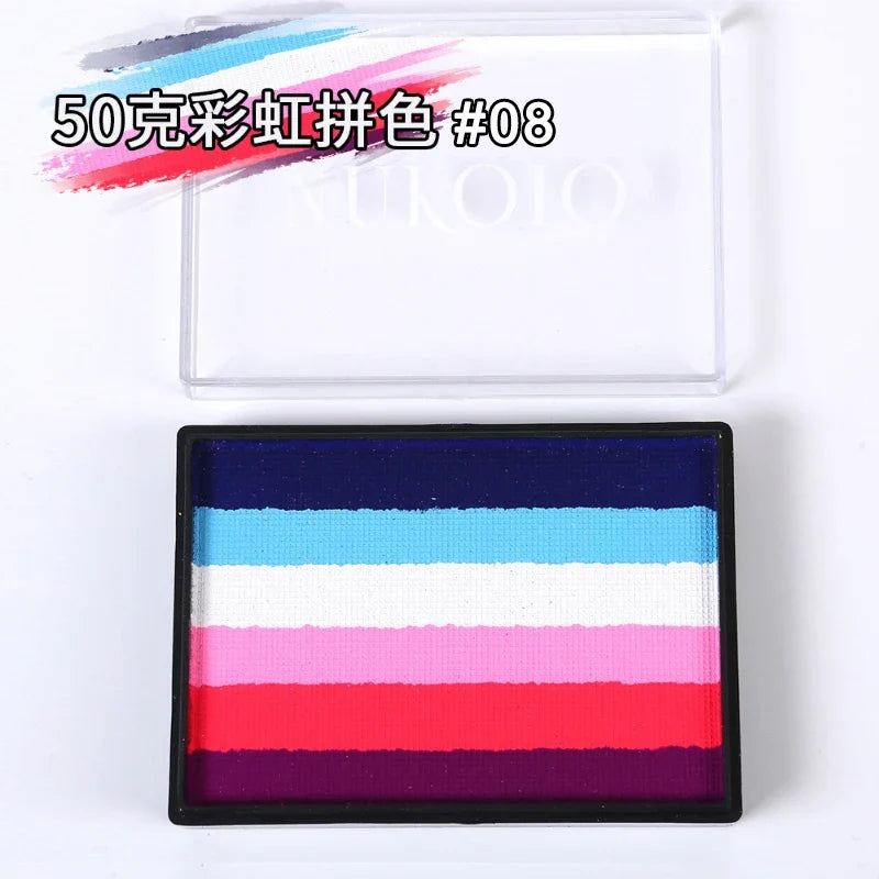 50g Facial and Body Paint Palette,Non-Toxic Rainbow Water-Soluble Body Paint for Rainbow Festival,Cosplay,Party,Art,Stage Makeup