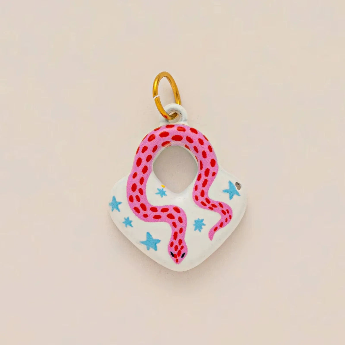 Colorful dopamine pendant necklace, heart-shaped sun, white dove, small snake, gold-plated and color preserving