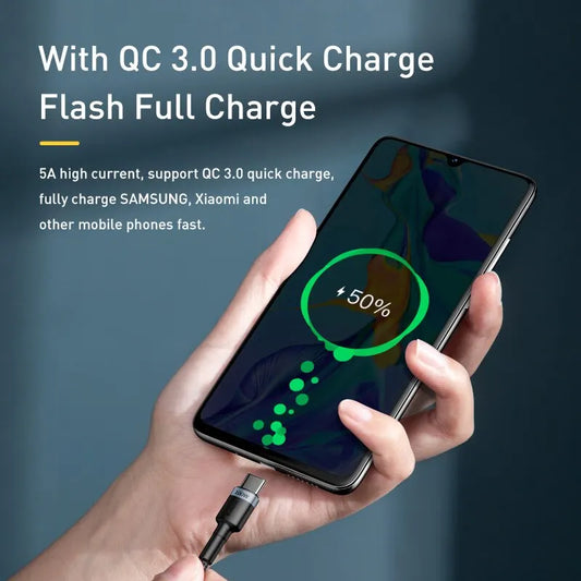 Baseus USB Type C To USB C Cable For iPhone 17 16 100W/5A PD Fast Charging Charger Cord For Macbook Xiaomi Samsung Type-C Cable